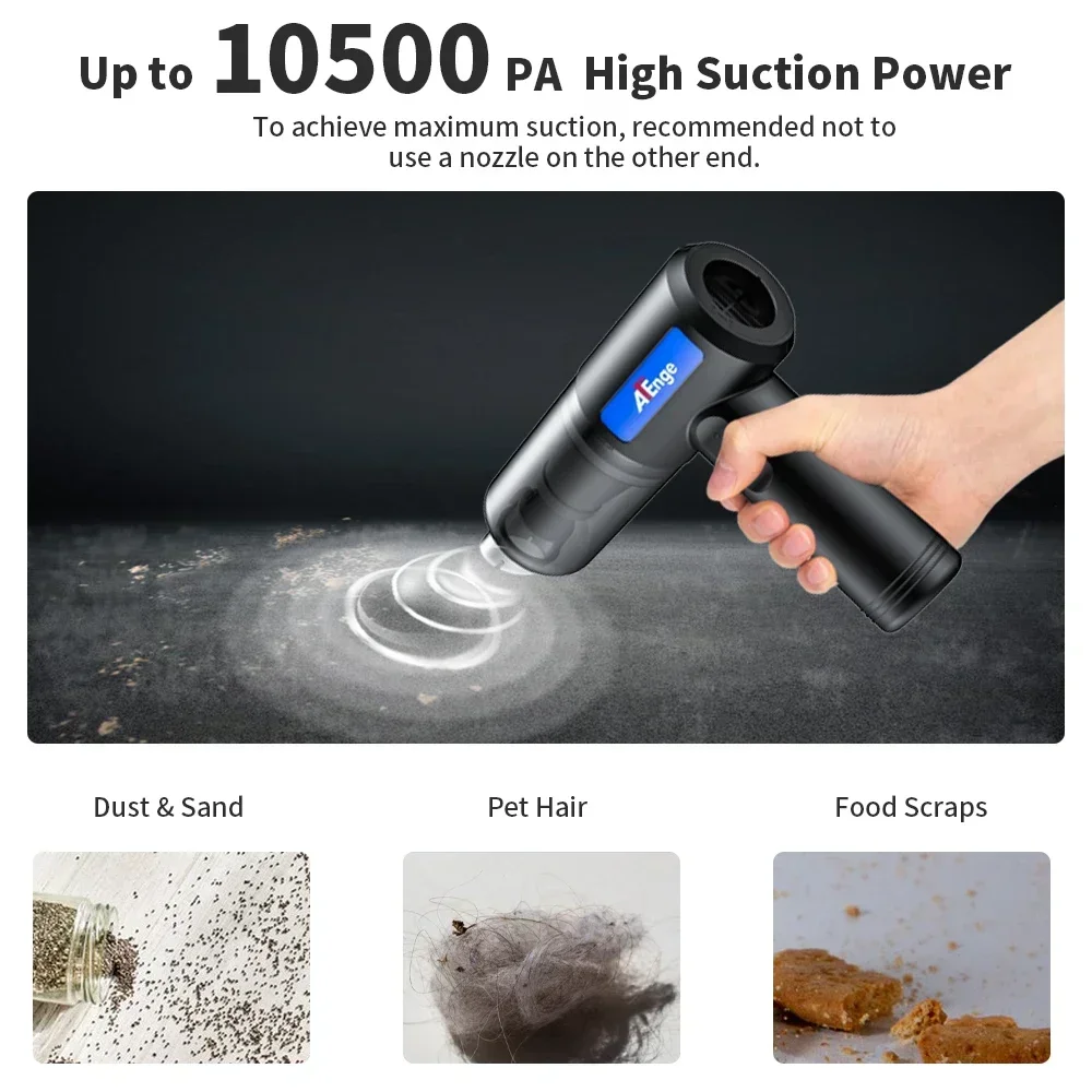 Electric Compressed Air Duster 2 in 1 Cordless Car Vacuum Cleaner Powerful Handheld Dust Air Blower for Pet Hair Office Keyboard