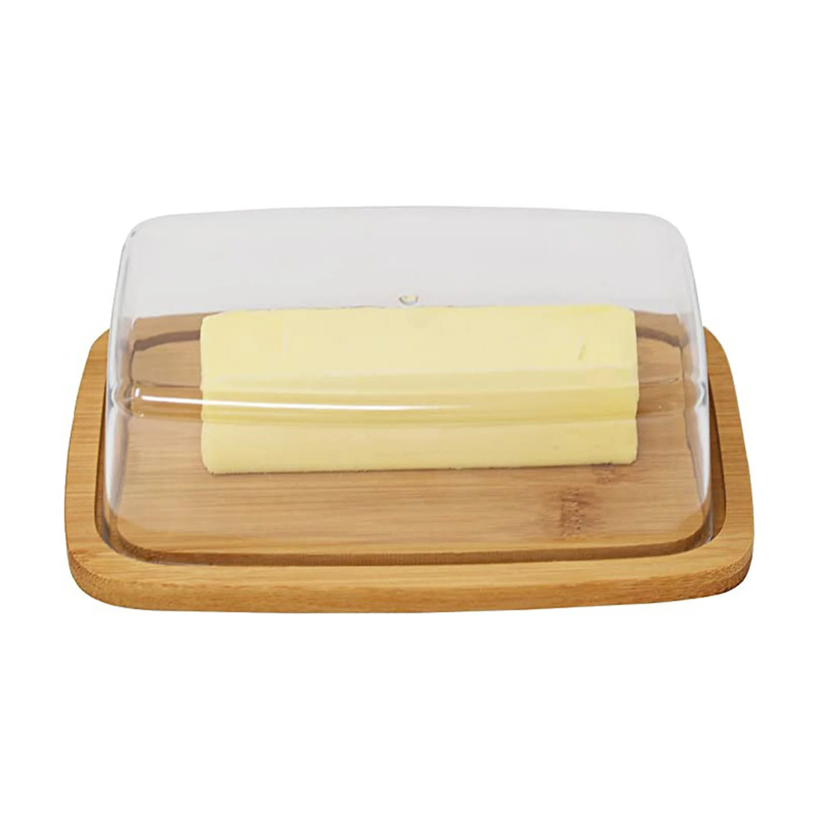 Nordic Countertop Bamboo Butter Dish Plate With Transparent Acrylic Lid Kitchen Storage Butter Container Box butter storage box