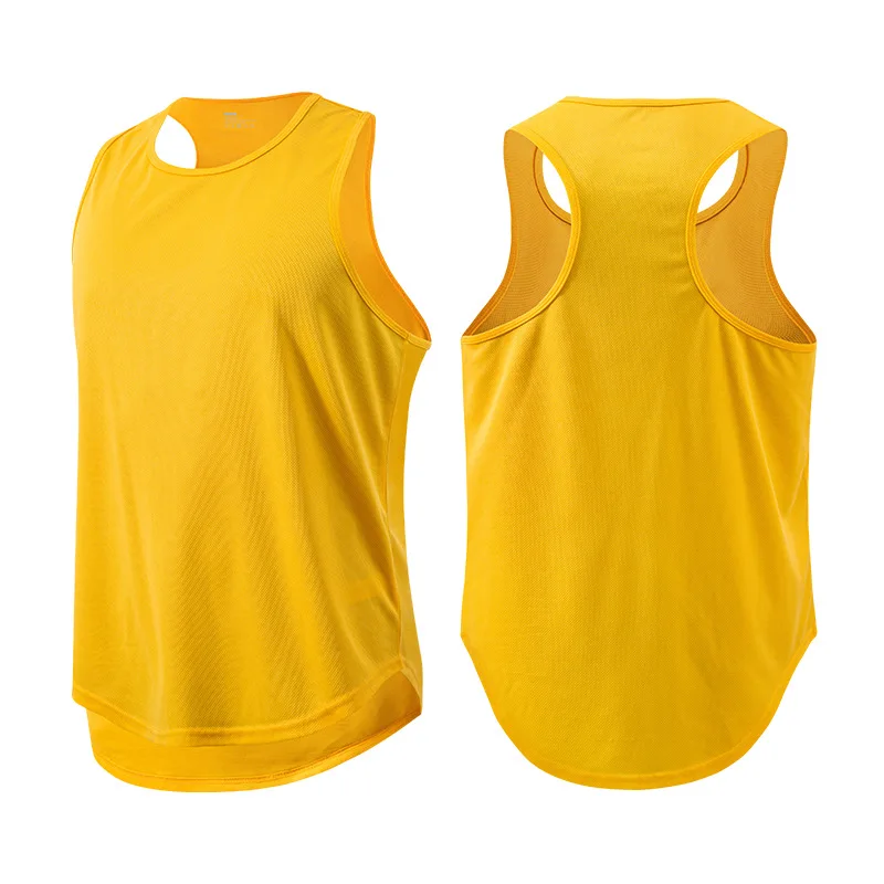 Summer Men&s Sports Fitness Training Vest Basketball Running Quick-drying Casual Sleeveless Solid Color Waistcoat Gy