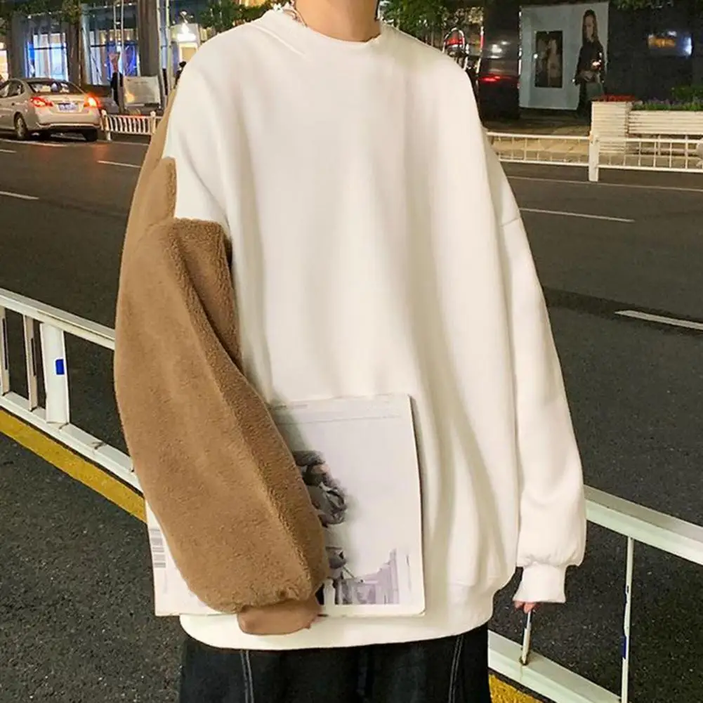 

Couple Sweatshirt Fall Winter Cartoon Bear Round Collar Long Sleeves Casual Loose Oversized Soft Warm Men Women Sport Top