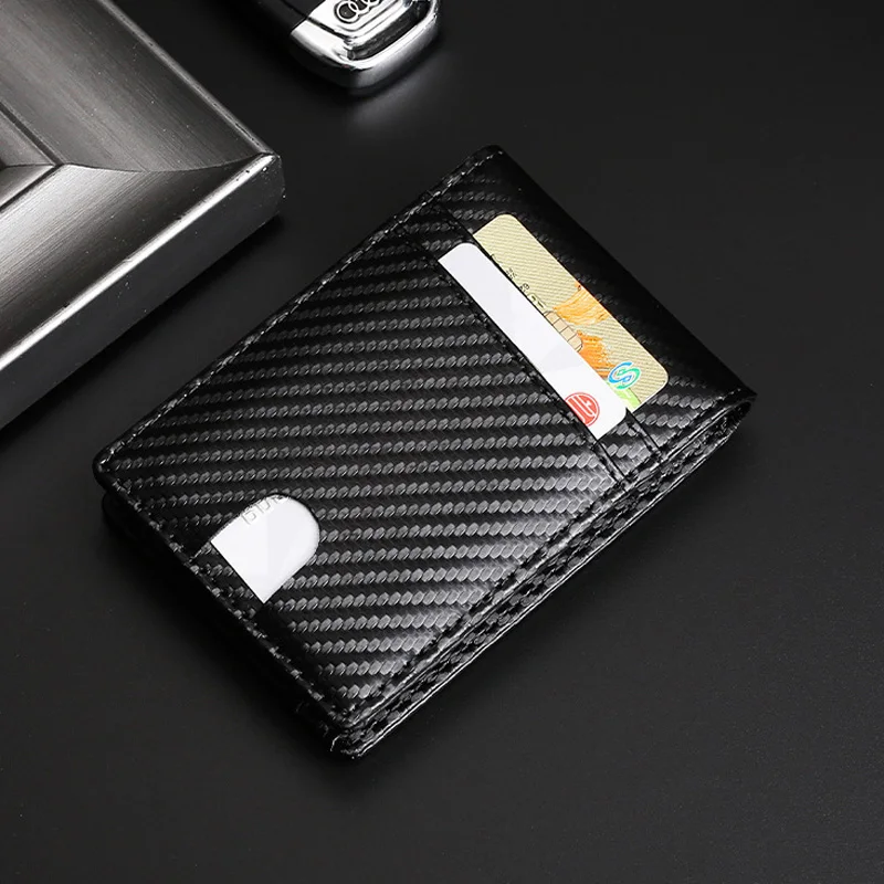 Men Airtag Short Bifold Wallet Genuine Leather Thin Cash Photo Coin Purse Pocket Card Holder Slim Wallets for Male