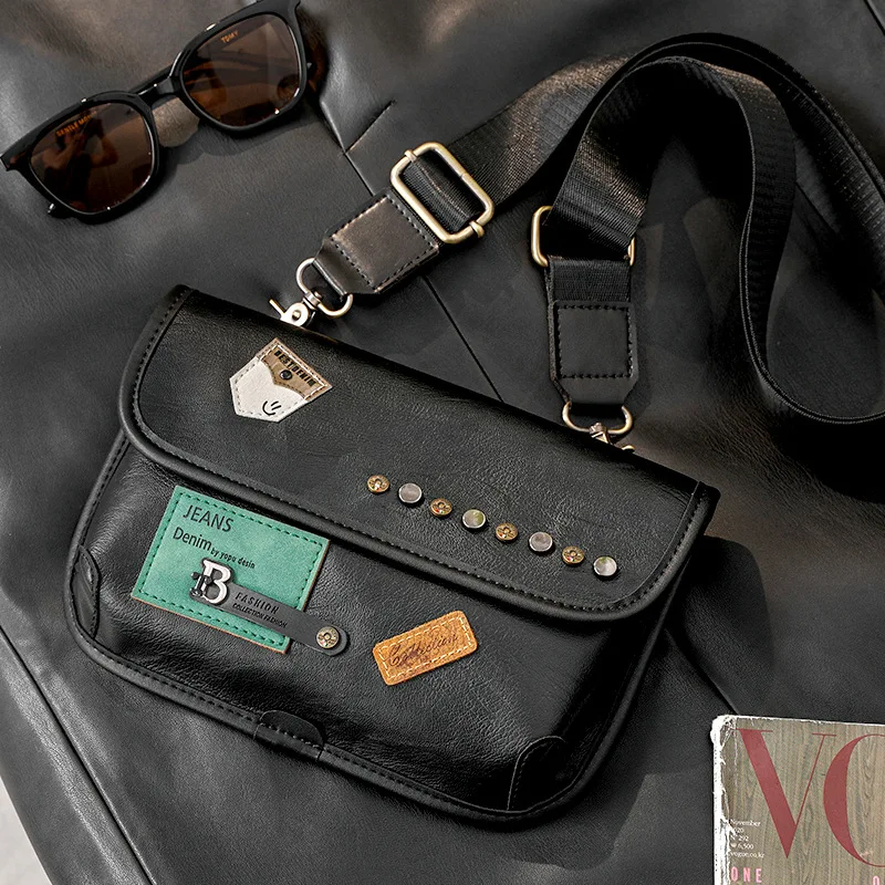 Fashion Badge Crossbody Bag Luxury Brand Designer Shoulder Bag for Men Rivet Shoulder Messenger Bags Satchels Mobile Phone Bag