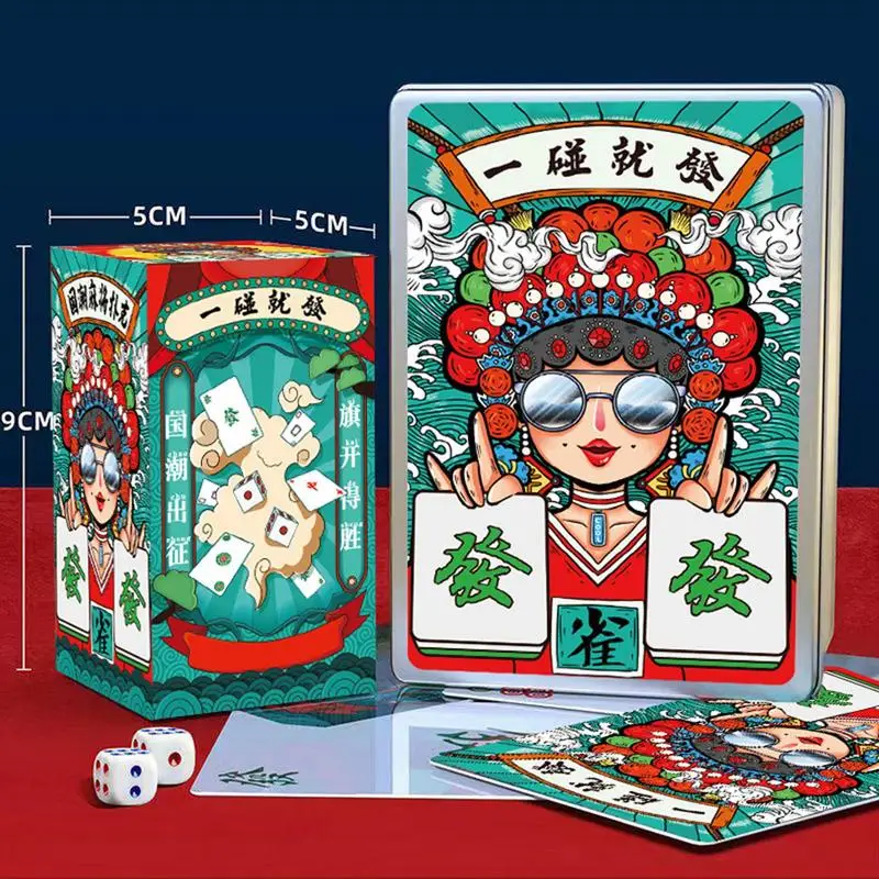 Travel Mahjong Sets 146pcs/set Mahjong Playing Cards Thicken Large Print Handheld Poker Waterproof Chinese Mah Jongg American 3