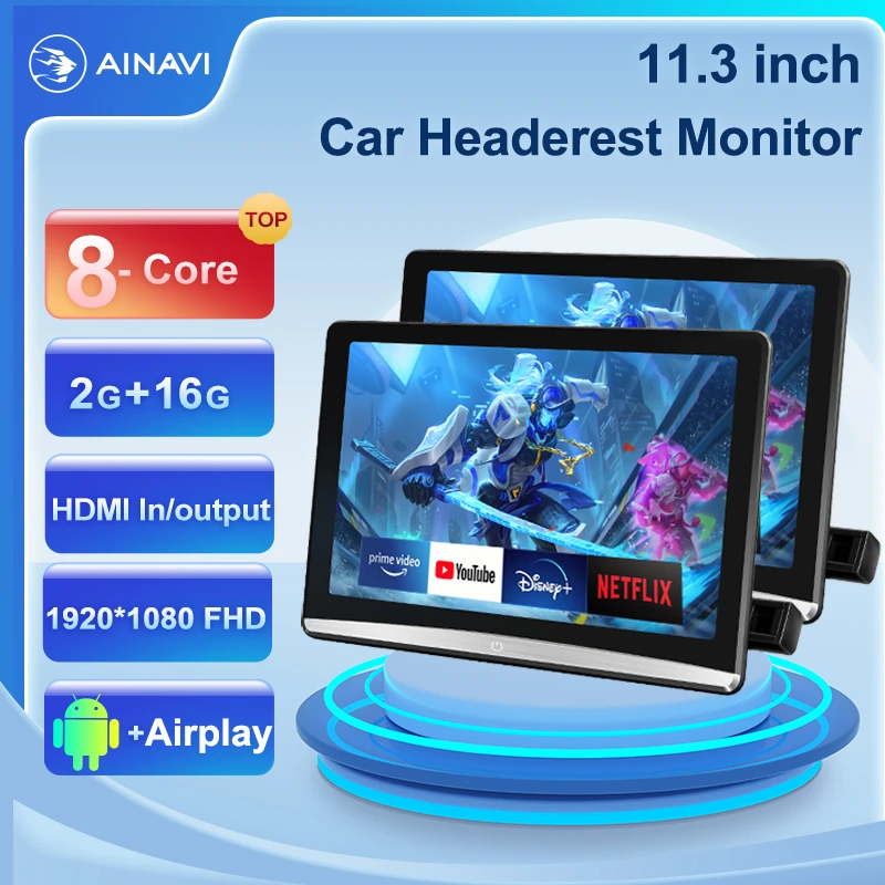 Fhd11.3 Inch Dual Headrest Car Monitors Android10 Display With