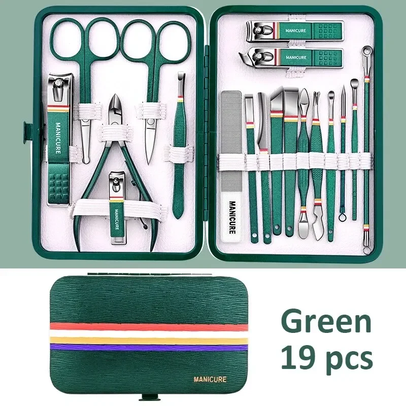 11-13pcs/set Nail Cutter Set Stainless Steel Nail Clippers Set With Folding Bag Manicure Kits Scissors Makeup Beauty Tool 6