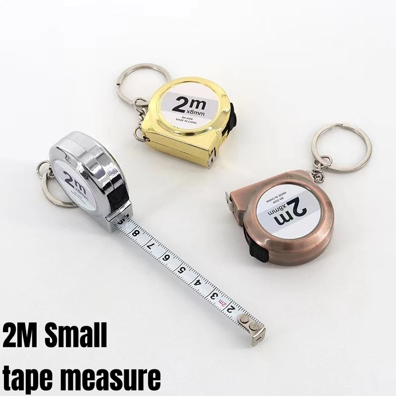 Portable mini tape measure Small household measuring tape retractable 2m Mild steel key chain tape measure Mini measuring tools