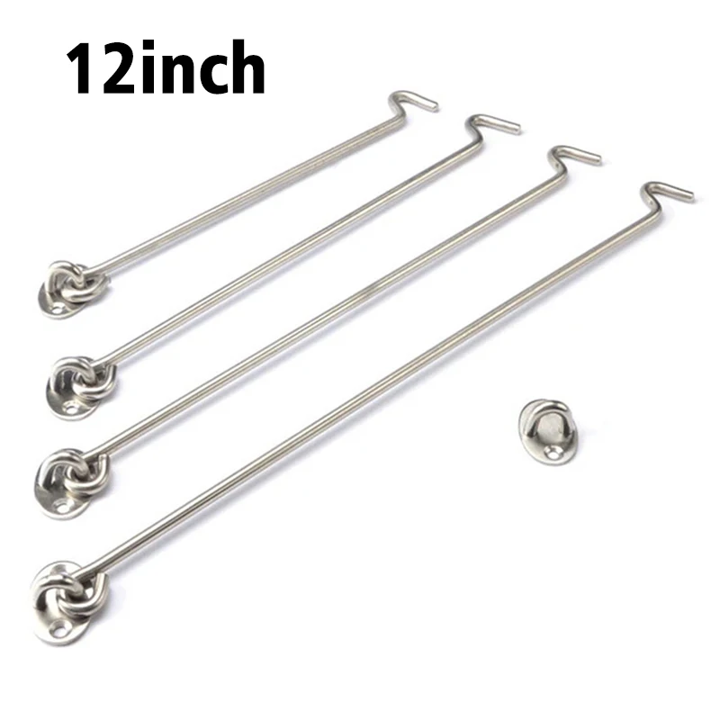 2Pcs Old style Window Brace Windproof hook 296mm 12 Inch Long Door Window Catch Eye Cabin Hook Fasteners Hook