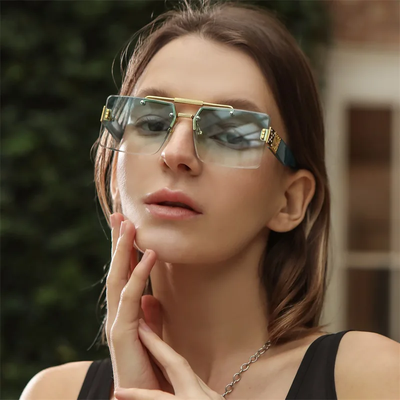 

Fashion Rimless Sunglasses Men Women Populare Frameless Sun Glasses Male Female Classic Small Square Summer Traveling Shades