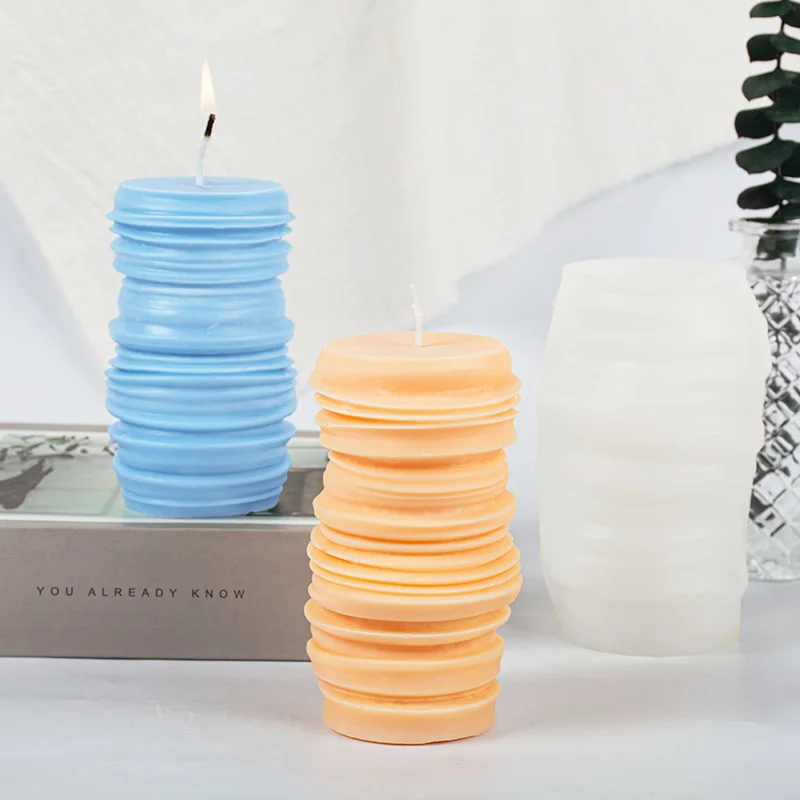 

3D Handmade Candle Cylindrical Silicone Mold DIY Cement Plaster Irregular Cylinder Candle Soap Mould Craft Wedding Decoration