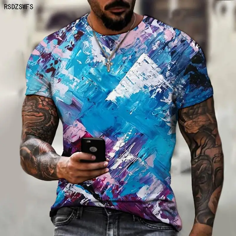

Summer Men's T-shirt Art Painted 3D Street Harajuku Fashion European and American Retro Style Oversized 5XL
