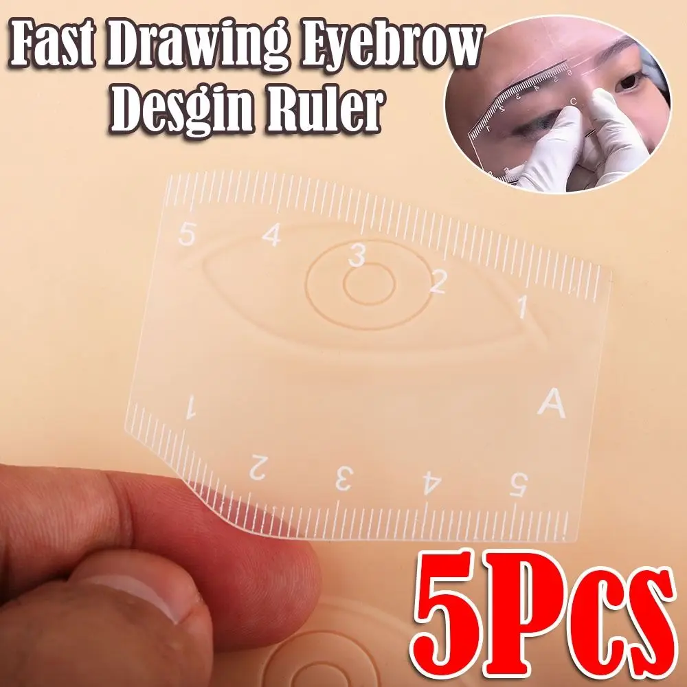 5개입 신형 빠른 눈썹 디자인 자 PVC 재사용 가능 눈썹 모양 만들기 마이크로블레이딩 매핑 도구 초보자용