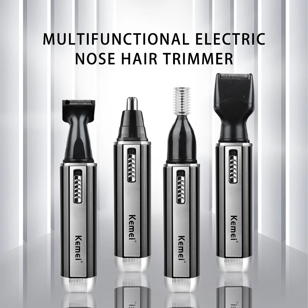 Kemei Electric Nose Hair Trimmer For Men and Women Ear Neck Eyebrow Trimmer All-in-one Shaver Clean Trimmer Razor Remover Kit 5