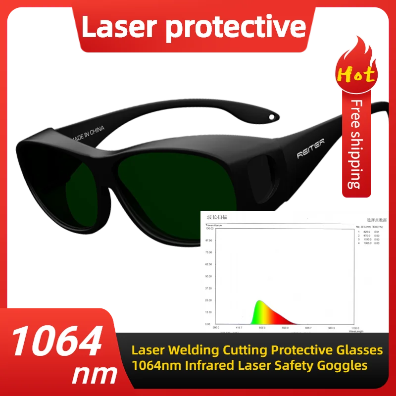 Free Shipping 180450nm and 8001400nm OD5 Laser Welding Cutting Protective Glasses 1064nm
