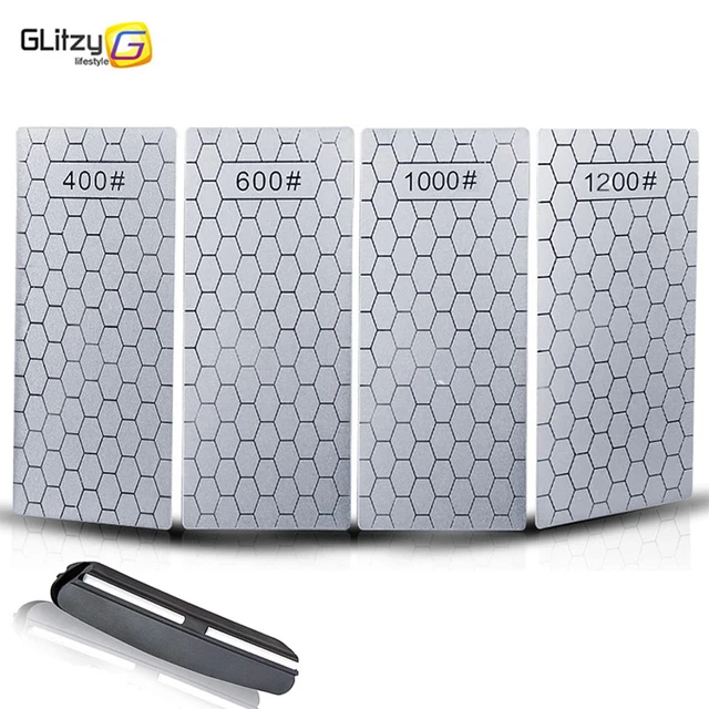 4 Piece Diamond Sharpening Stone Set, Honeycomb Surface Whetstone with  Non-Slip Base, Diamond Sharpening Plate Knife Sharpener Stone, Diamond  Stones