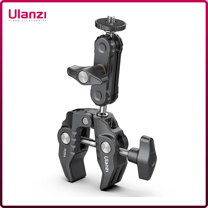 

Ulanzi-R094 Metal Super Clamp with 360° Ball Head Magic Arm Clamp with 1/4" 3/8" Hole for DSLR Camera Monitor LED Light Mic