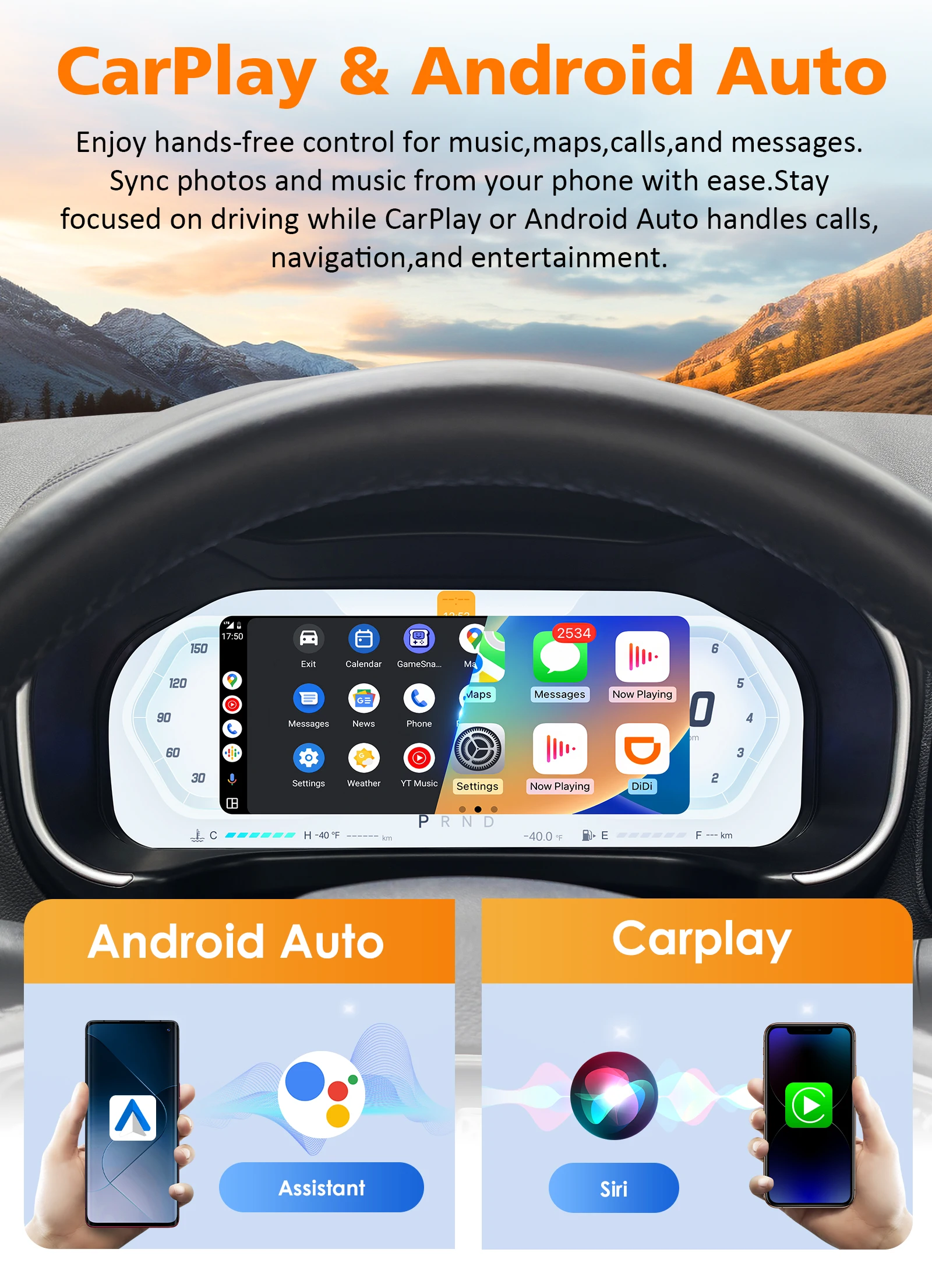 Panel de Instrumentos Digital Hizpo de 12.3 Pulgadas para Renault Megane 4 2016-2019, Renault KOLEOS, Carplay, Android Auto, Velocímetros, Pantalla LCD 5