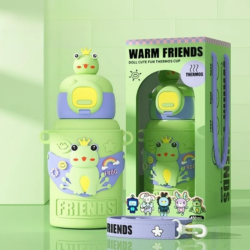 thumbnail image 1 of 1pc Cute Girls 316 Stainless Steel Insulated Mug Student Cartoon Mug Silicone Sleeve Insulated Water Bottle, 1 of 5