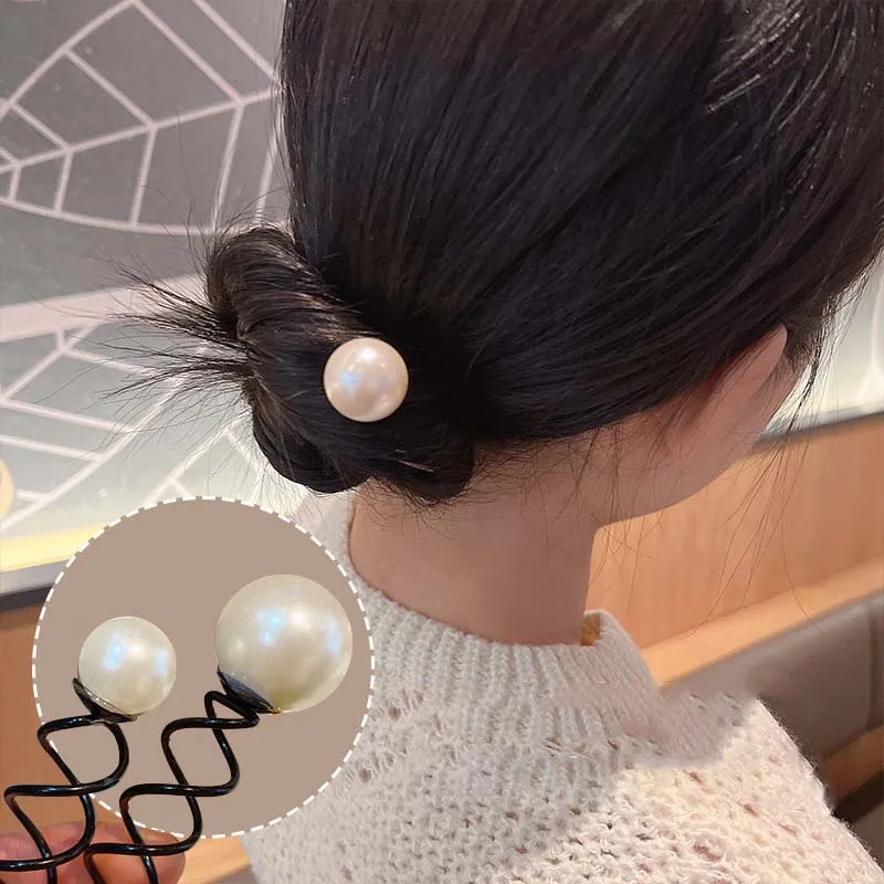 1PairKoreanPearlSpiralSpinScrewBobbyPinHairClipTwistBraiders
