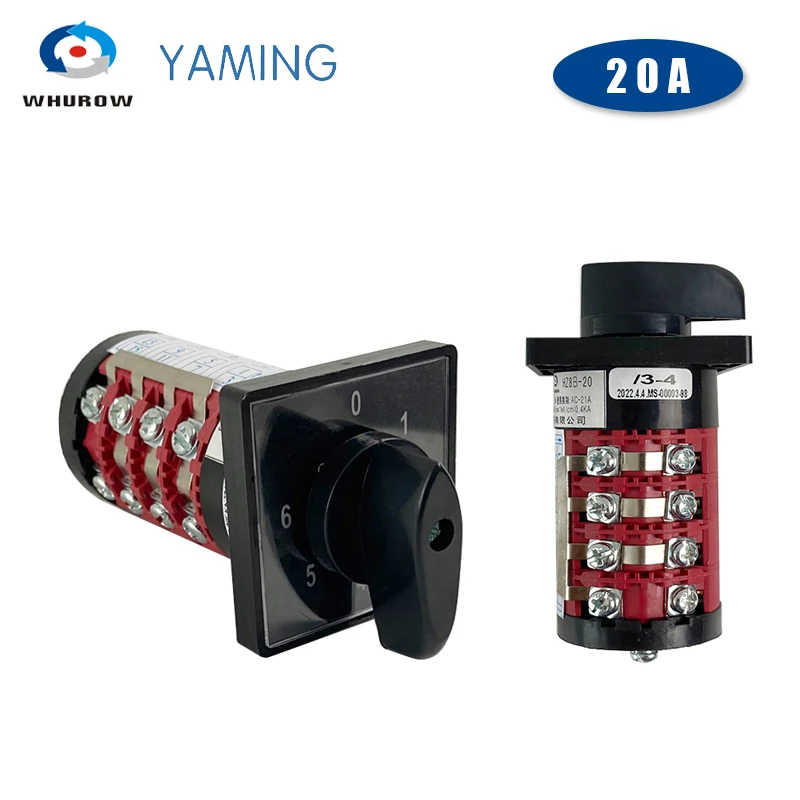 Commutateur Rotatif à Came 660V 20A - 8 Positions, 16 Bornes, 4 Pôles - Pour Moteur Commande