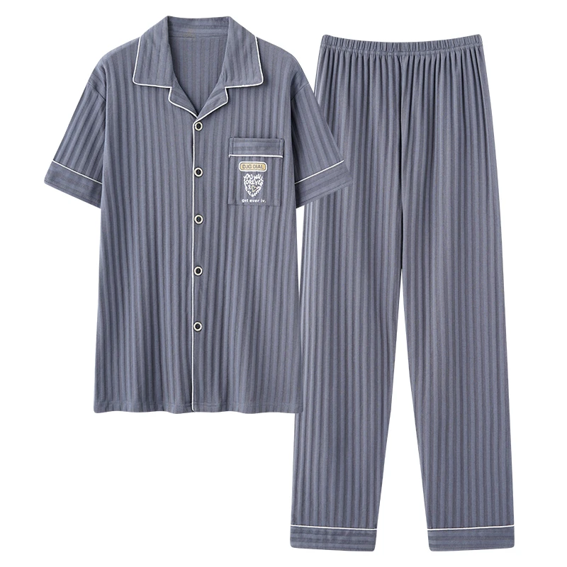 Summer Plus Pj Short Sleeved Men Pajamas Sets Male Pajama Set Oversized Pajama Sleepwear Suit Homewear Size 6XL Pullover Pijama cheap pajama pants Men's Sleep & Lounge