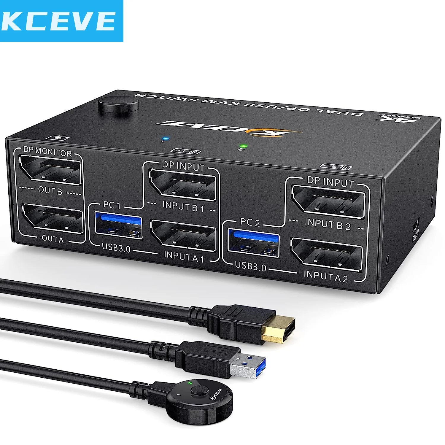 Dual Monitor Displayport Kvm Switch 1.4 8k @ 30hz k @ 144hz em Outdp1.4 Usb 3.0 Compatível com Computadores