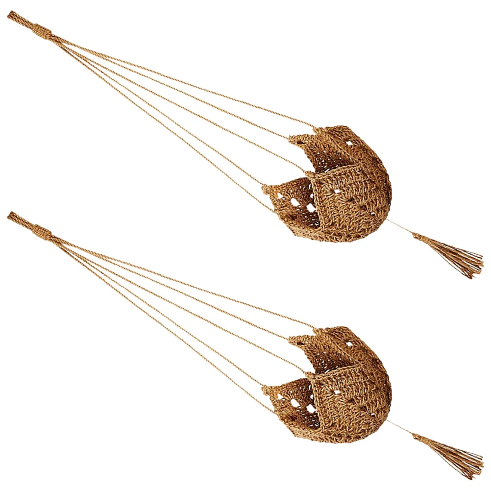

2 Pcs Woven Plant Hanging Basket Indoor Pots Decor Macrame Holder Hangers Flowerpot Coat Numb Outdoor