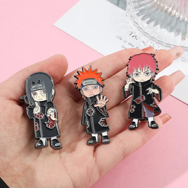 Bandai anime naruto metal laepl pinos akatsuki nuvem vermelha