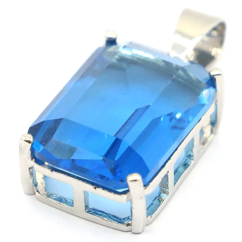 

925 SOLID STERLING SILVER PENDANT Stunning Rich Blue Violet Tanzanite London Blue Topaz High Trendy Polished