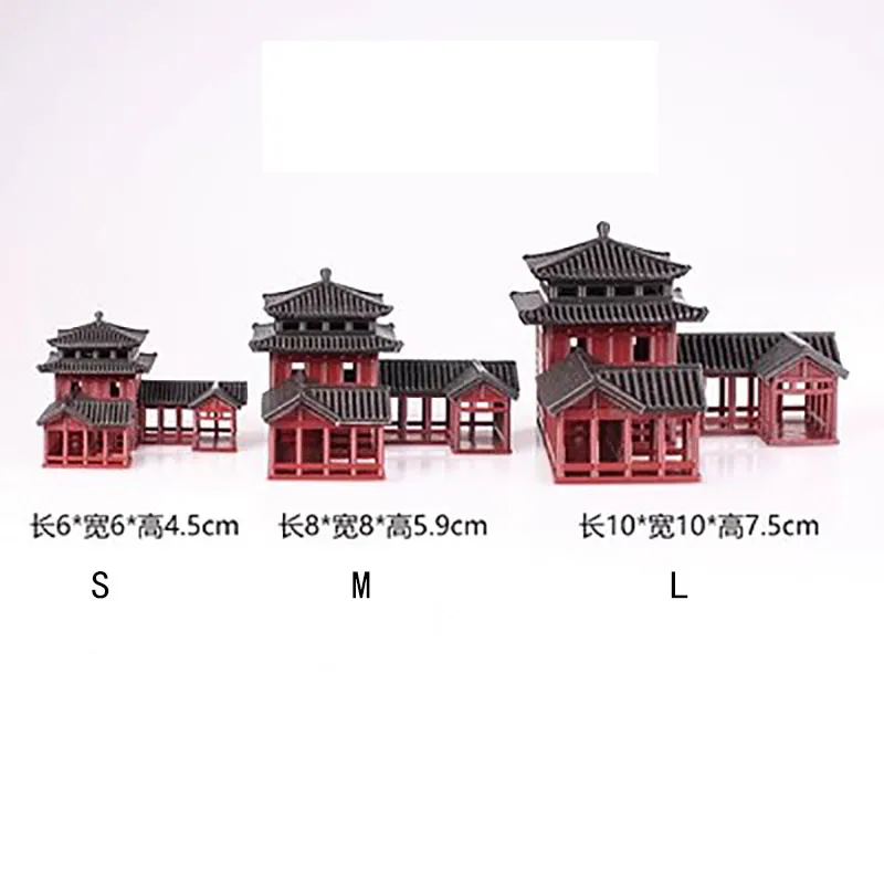 Chinese Style Ancient Architectural Model, Aquarium, Micro Landscape, Bonsai, 3D Printing, Art Decoration, Ornament, 231213
