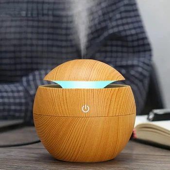 130ML Air Humidifier Ultrasonic USB Aroma Diffuser Wood Grain LED Night Light Electric Essential Oil Diffuser Aromatherapy Home 1