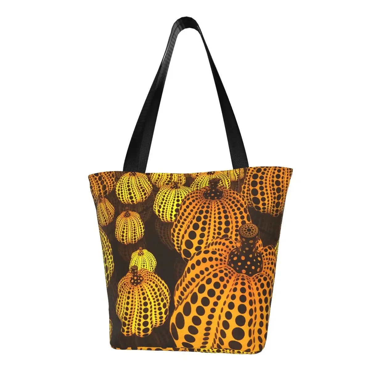 

Симпатичная сумка для покупок Yayoi Kusama Pumkins, переработанная Холщовая Сумка для продуктов, сумка для покупок через плечо