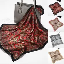 

Silk Foulard Scarf For Women Satin Square Scarf Luxury Paisley Summer Shawl Scarves Bohemian Cashew Retro Style Small Silk Scarf