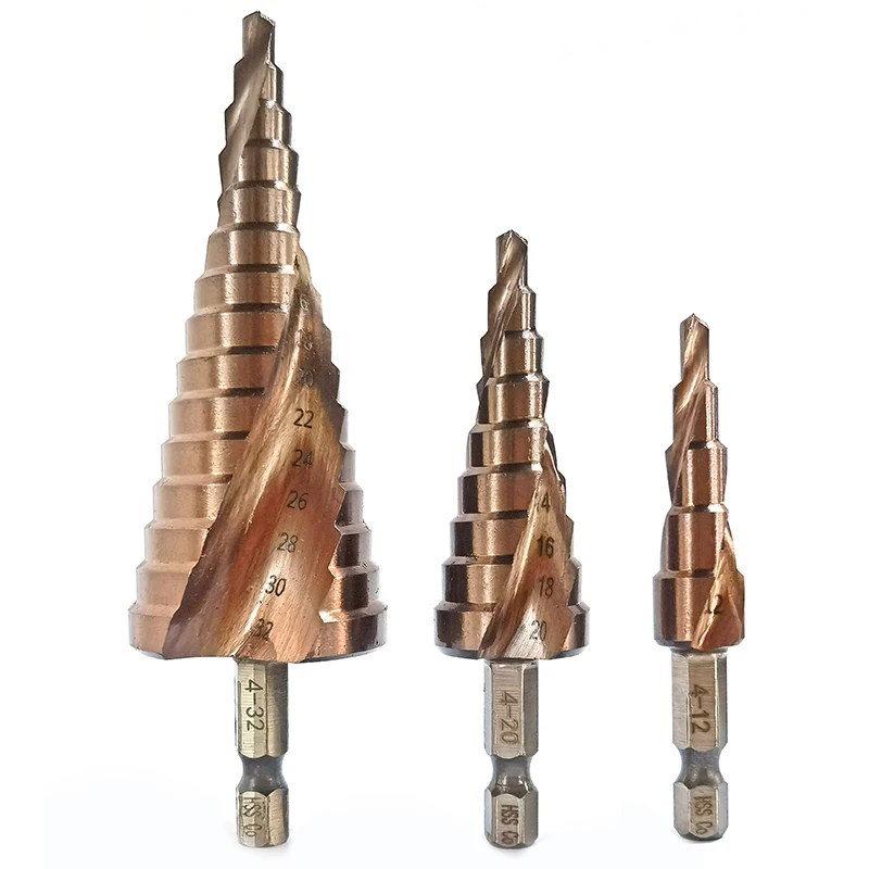 

Набор кобальтовых ступенчатых сверл M35, конические фрезы 4-12/4-20/4-32 мм, набор быстрорежущих сверл, спиральный паз, шестигранный хвостовик для нержавеющей стали