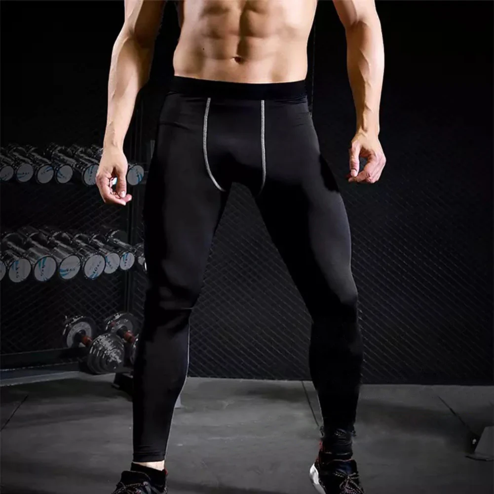 

Мужские высокоэластичные быстросохнущие спортивные брюки, однотонные облегающие мягкие дышащие спортивные Леггинсы для фитнеса, баскетбола и тренировок