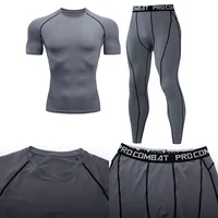 Dean M Tight Fitness Compression Set pour homme, pantalon de survêtement sportif, vêtements de sport moulants, entraînement, jogging, MMA, yoga, 2 pièces 5