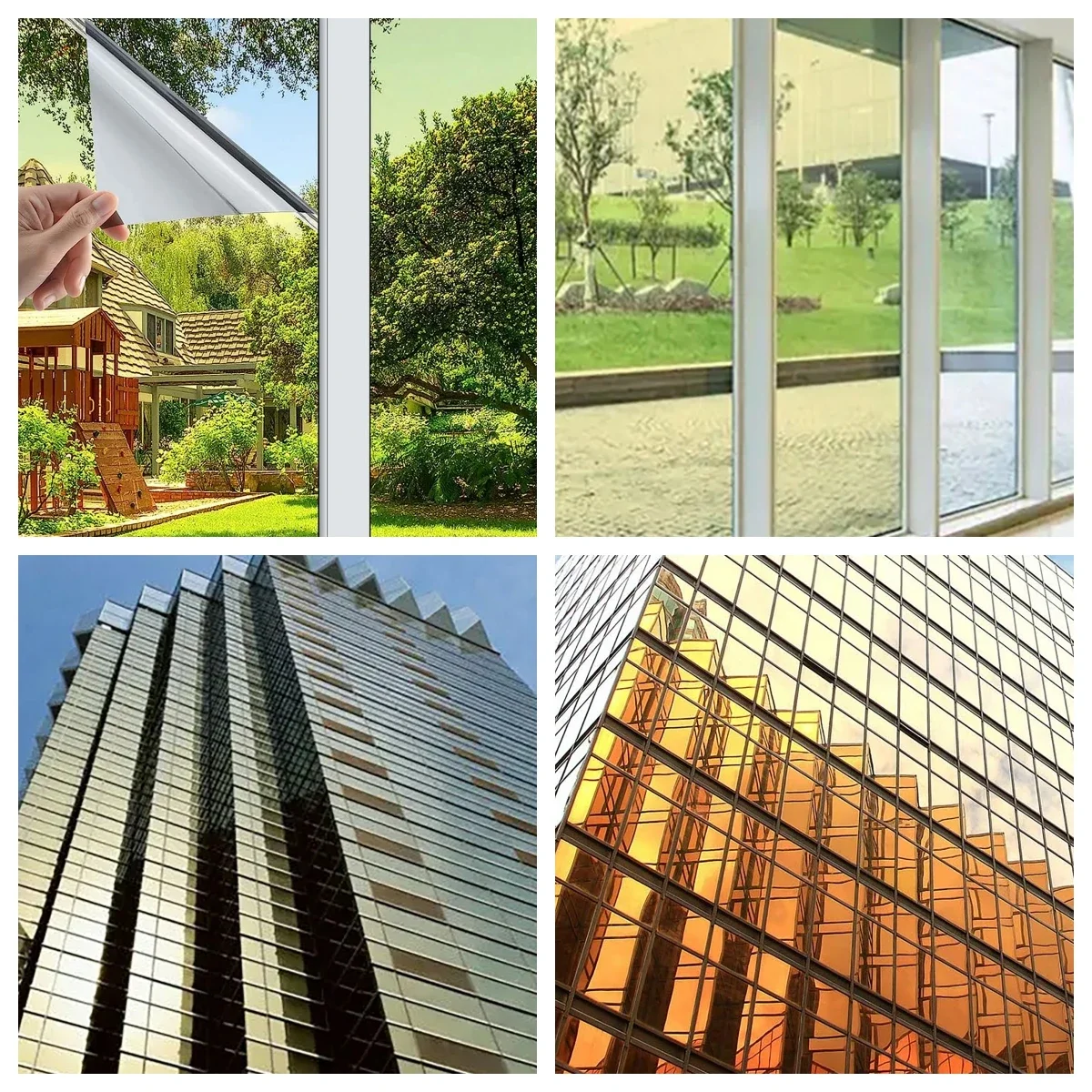 70/80/90 Cm Mirror Sunscreen Window Tint Sun Blocking Heat Blocking Silver Vinyl Roll Stickers Window Privacy Film Window Film