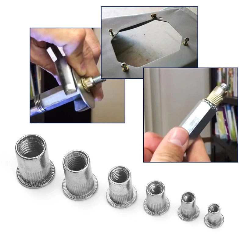Screw Bolt Nut Set 100/150/165/210pcs M3-M12 aluminum Multi Flat Head Metric Thread Blind Rivet Nut Insert Rivnut Nutsert Screw screw bolt nut set,screw washer nut kit,auto fasteners assortment