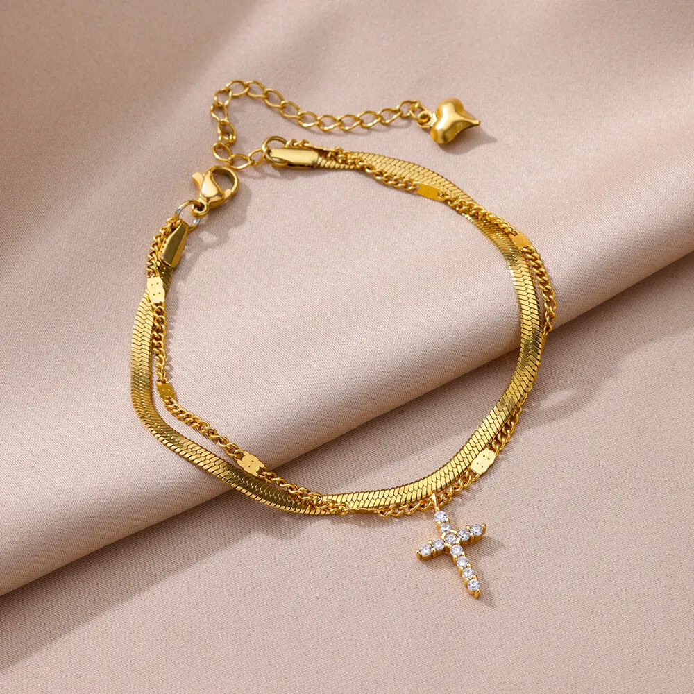 Zircon Anklet Stainless Steel Summer Beach