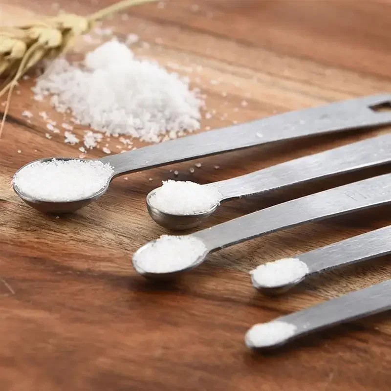 5pcs/Set Small Measuring Spoons Stainless Steel Coffee Tea Seasoning Multiple Size Spoon Kitchen Tools Kitchen Measuring Spoons Measuring Spoon Set Measuring Cup And Spoon Set
