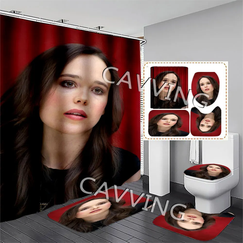 

Водонепроницаемые шторы для душа с 3D принтом Ellen Page, занавески для ванной комнаты, комплект Противоскользящих ковриков для ванной комнаты, коврики для туалета F02
