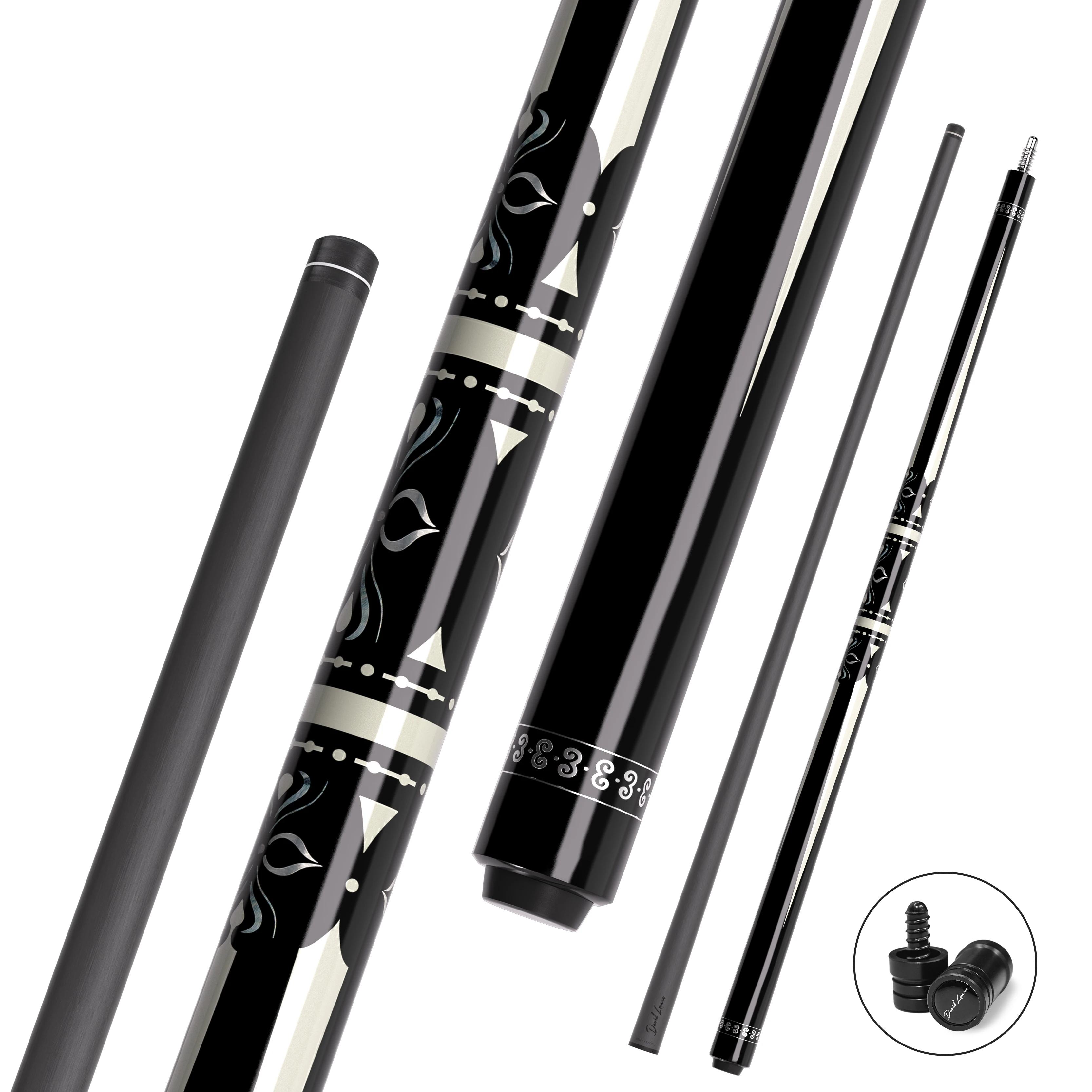 David Loman Billiard Carbon Fiber Pool Cue Stick 58 inches,3/8 * 8