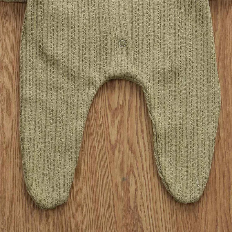 0-12Months Newborn Boy Foot Romper Solid Gray Black Knit Playsuit For Baby Boys Winter Warm Footies Jumpsuit Sleepwear