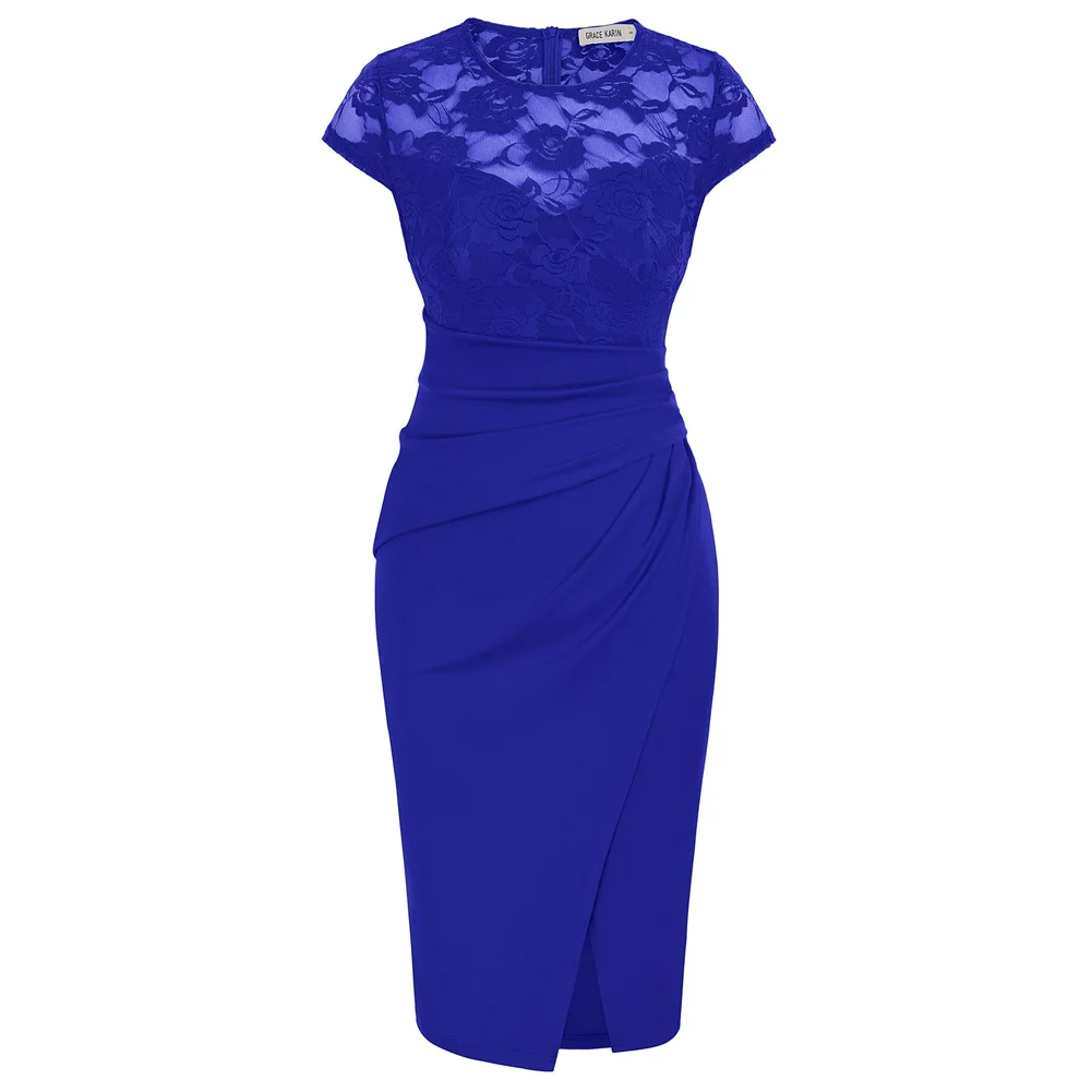 GRACE KARIN Dames Elegante Zomerjurk Bloemenjurk Maxi-Jurk Ruches V