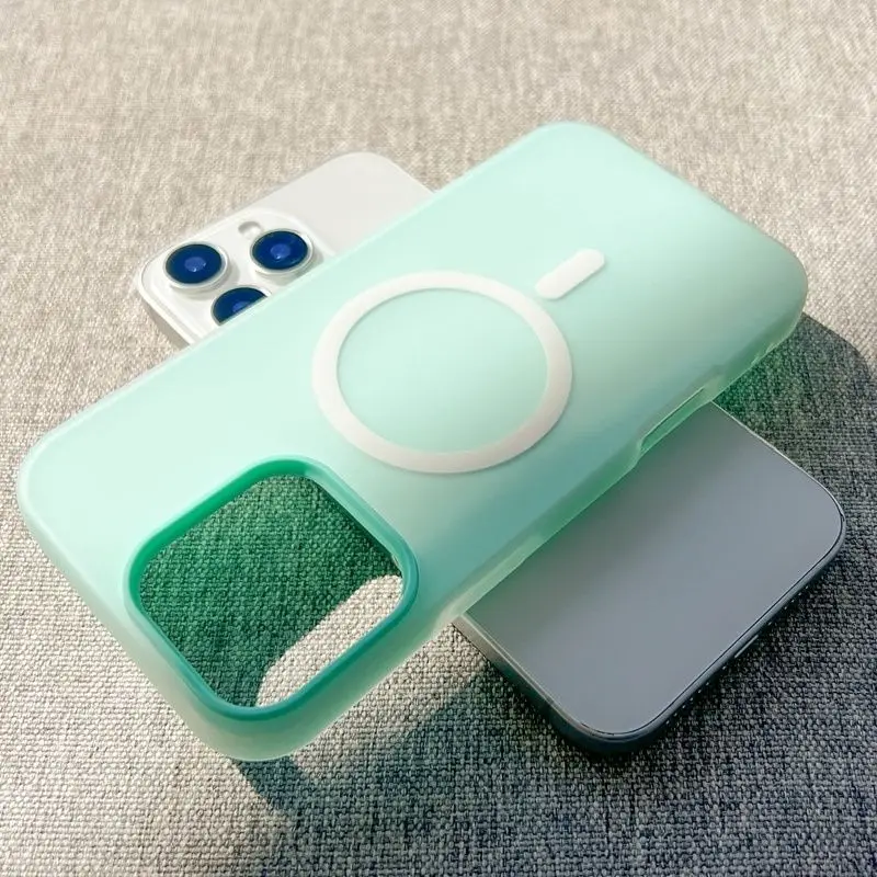 Luxury Candy Magsafe Wireless Charging Matte Phone Case with Magnetic Bumper