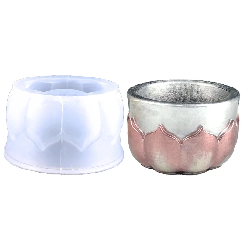 

Lotus flower Round Flowerpot Silicone Mold Succulent Planter Concrete Mold Cute Cement Mold for DIY Pen Holder,Home Decor