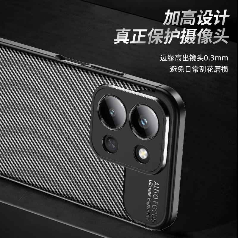Carbon Fiber Shockproof Bumper Back Armor Soft TPU Protective Case Cover