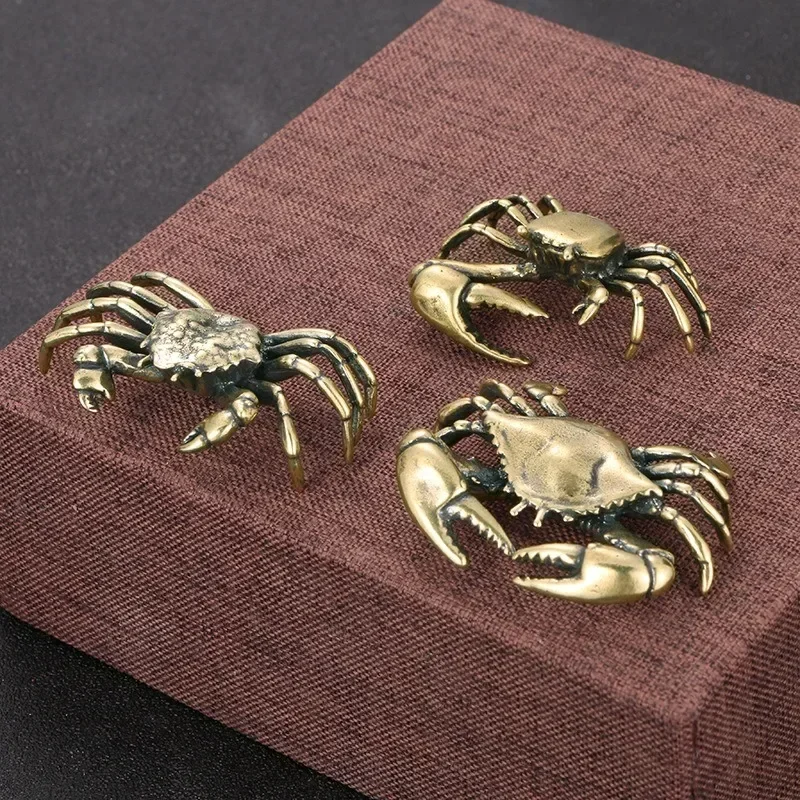 Miniatures Copper Ornaments Home Office Desk Decoration Crafts Home Decor Nordic 1PCS Pure Brass Crab Figurines Animal Statue
