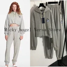 

2022 luxury design embroidery earth waist drawcord waist short hooded Pullover Sweater zipper pocket elastic waist casual pants