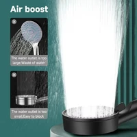 Black Booster Shower Head Adjustable High Pressure Water Massage Shower Head Home Handheld Sprayer Bathroom Supplies 5 Modes 2