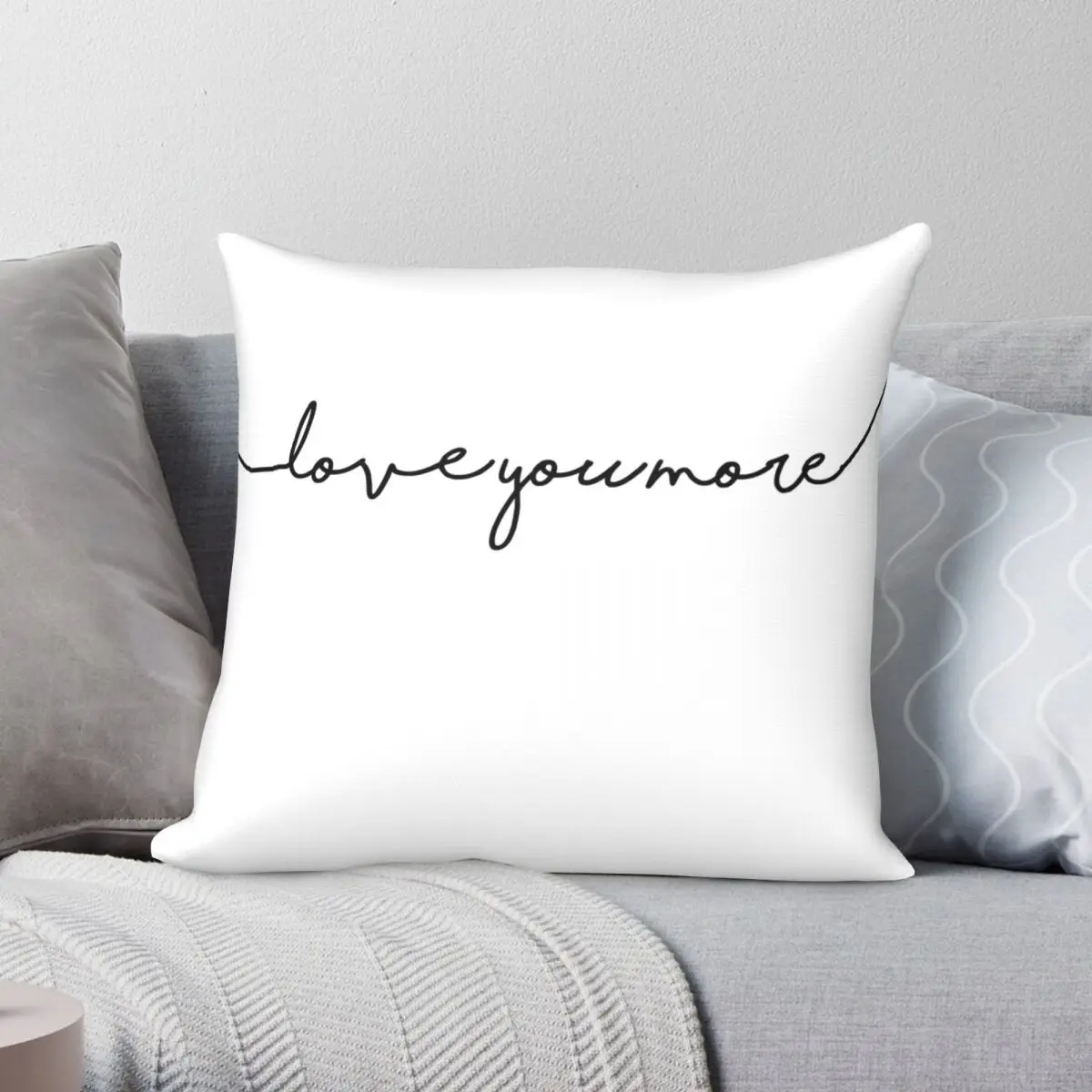 

I Love You More Cursive Square Pillowcase Polyester Linen Velvet Printed Zip Decor Home Cushion Cover